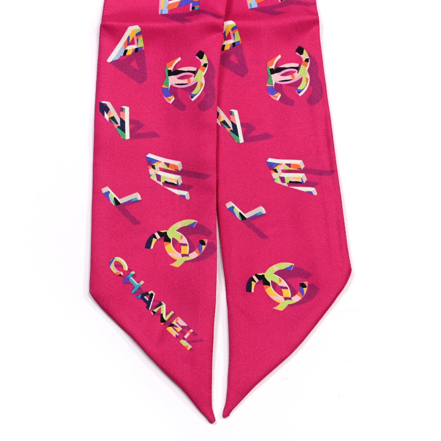 Silk CC Slim Bandeau Scarf Pink Multicolor