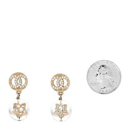 Chanel Resin Crystal CC Star Drop Earrings Gold 2 of 4
