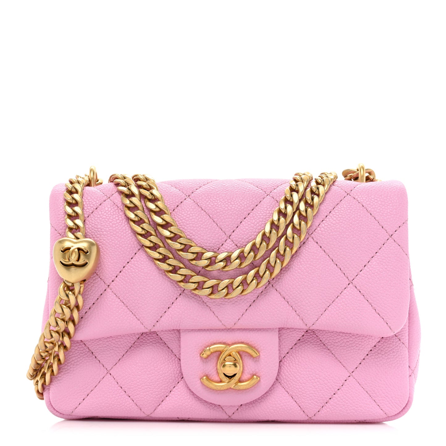Caviar Quilted Mini Rectangular Sweetheart Flap Lilac