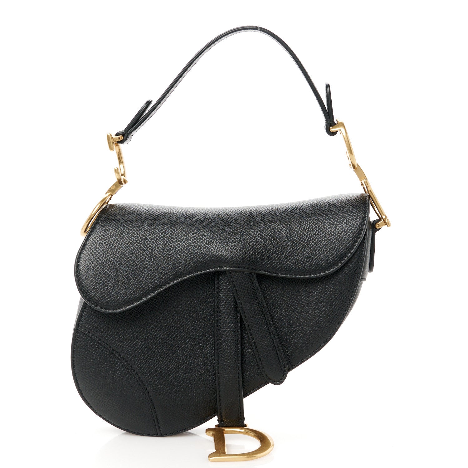 Christian Dior Grained Calfskin Mini Saddle Bag Black 1 of 10