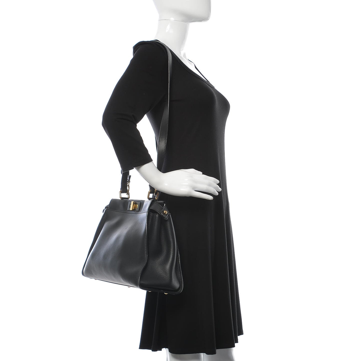 Vitello Seta Shiny Nappa Medium Peekaboo Iconic Satchel Black