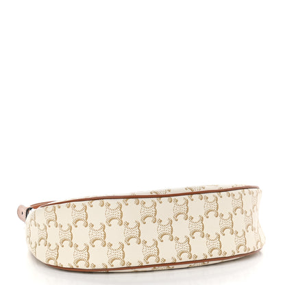 Celine Canvas Calfskin Ava Triomphe Shoulder Bag White 4 of 10