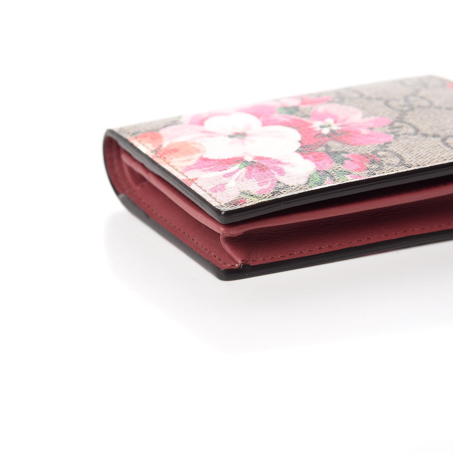 GG Supreme Monogram Blooms Card Case Beige Multicolor Dry Rose