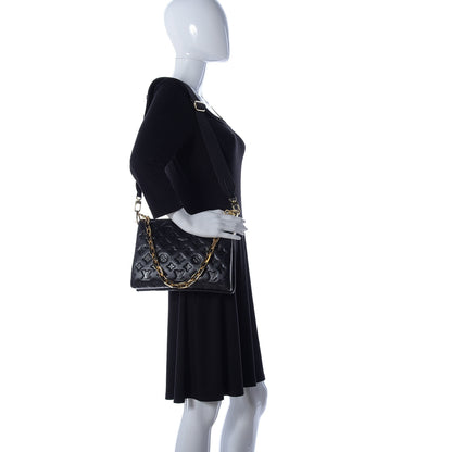 Louis Vuitton Lambskin Embossed Monogram Coussin PM Black 2 of 11