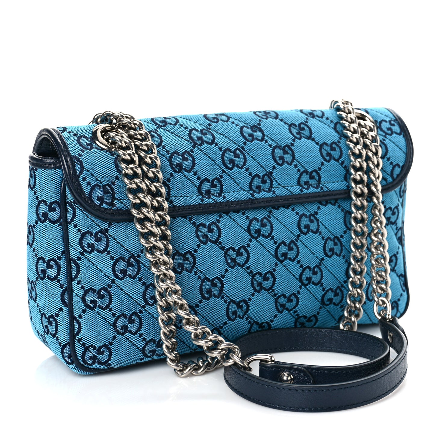 Monogram Multicolor Matelasse Diagonal Small GG Marmont Shoulder Bag Light Blue