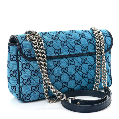 Gucci Monogram Multicolor Matelasse Diagonal Small GG Marmont Shoulder Bag Light Blue 2 of 8