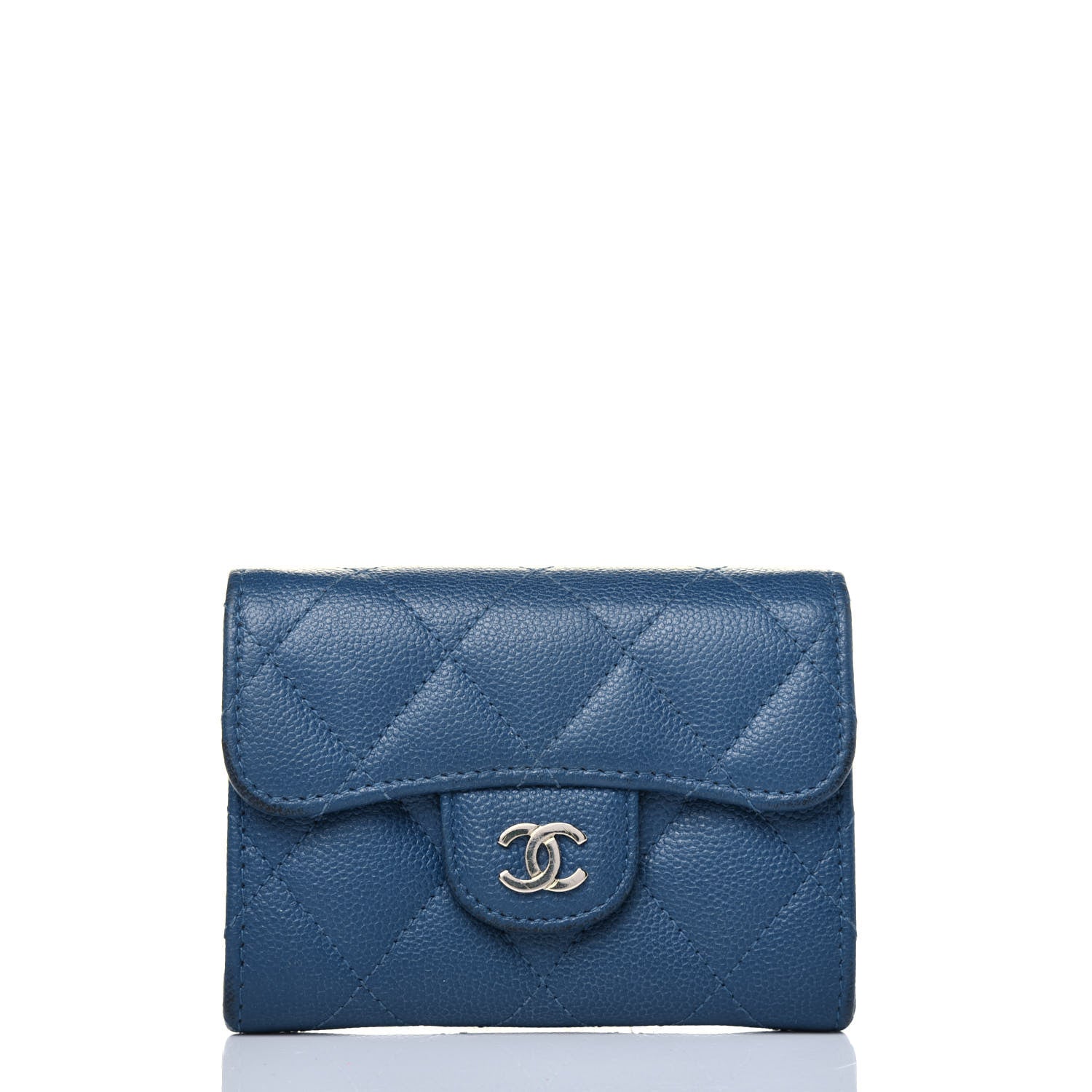 Chanel Caviar Quilted Flap Card Holder Wallet Navy 1 of 13