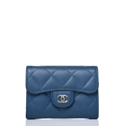 Chanel Caviar Quilted Flap Card Holder Wallet Navy 1 of 13