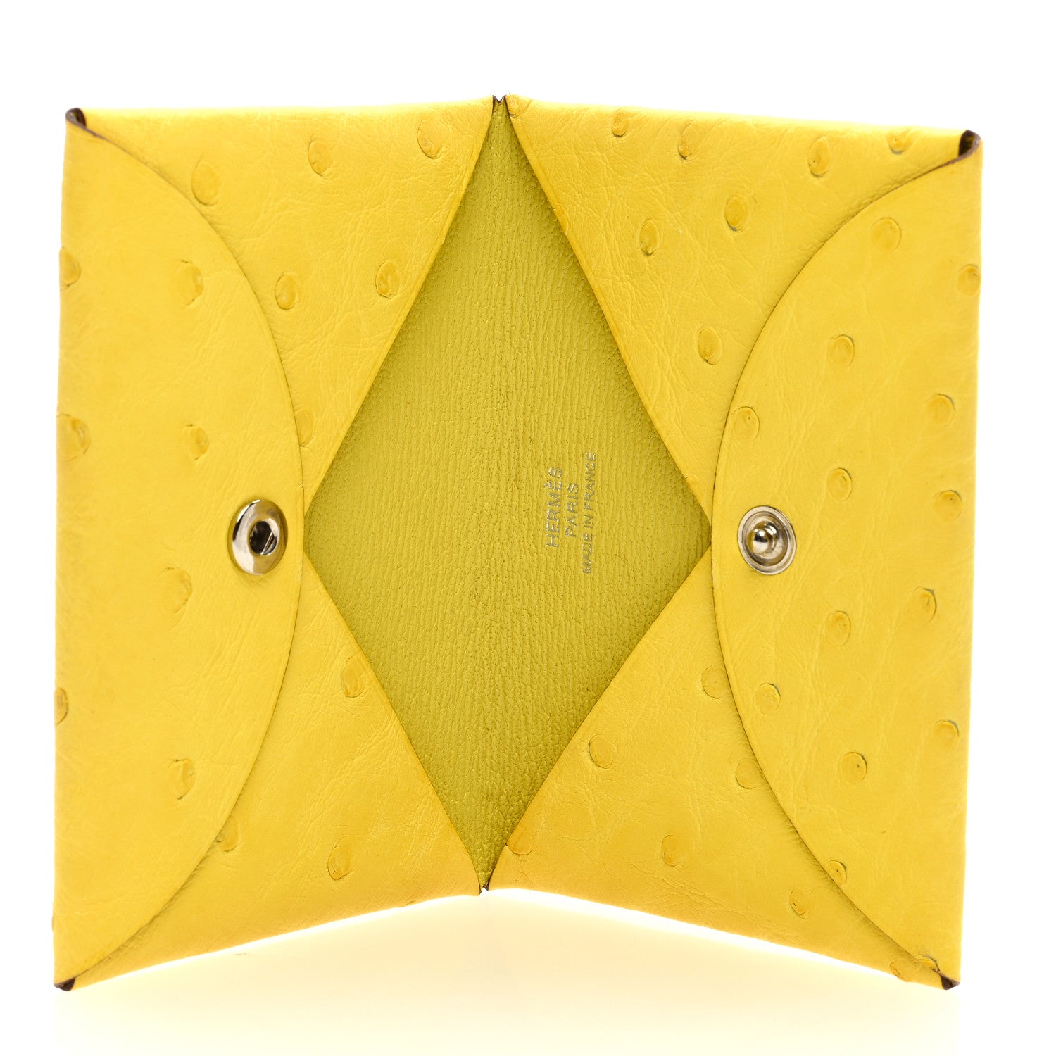 Hermes Ostrich Calvi Card Case Jaune Citron 5 of 7