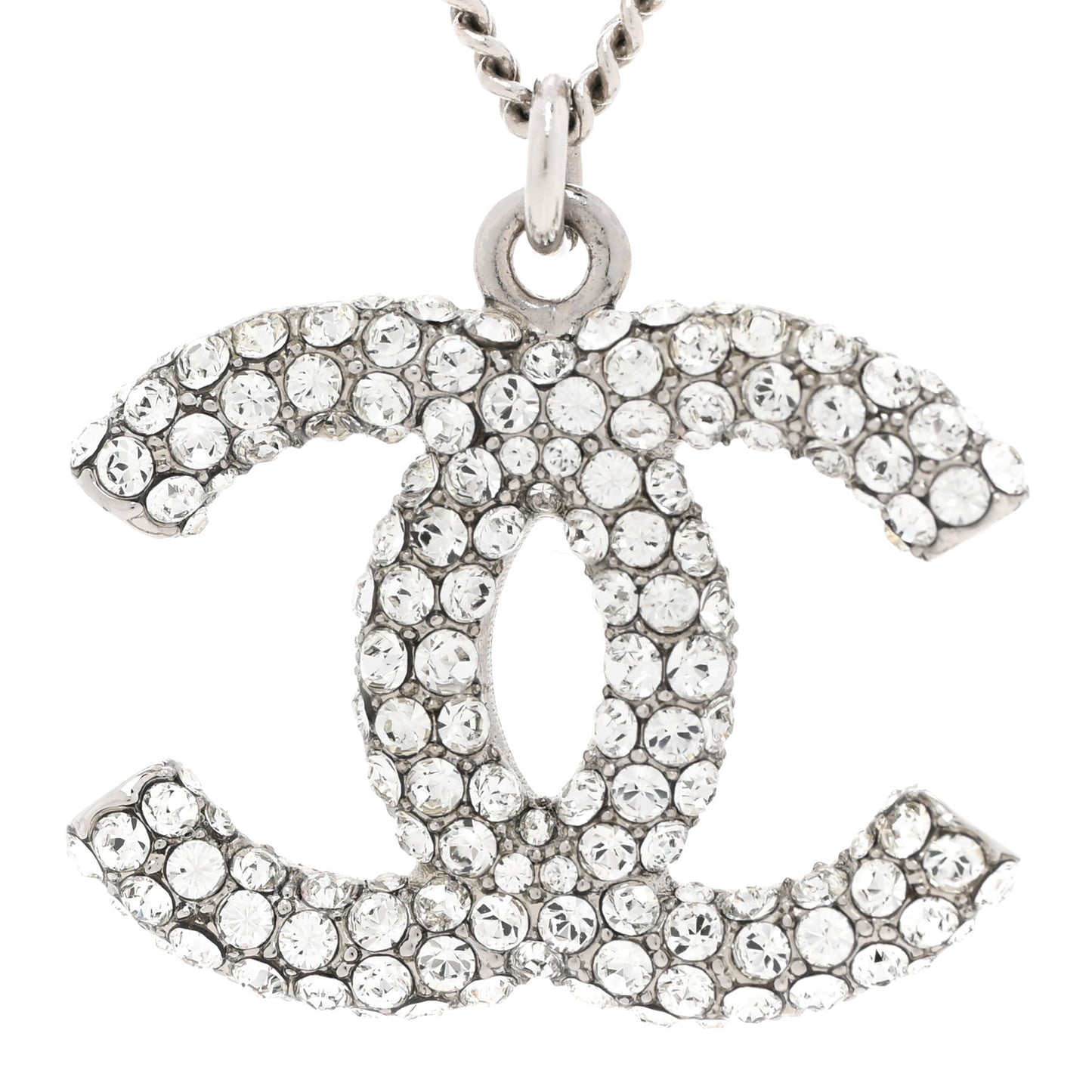 Crystal CC Pendant Necklace Silver