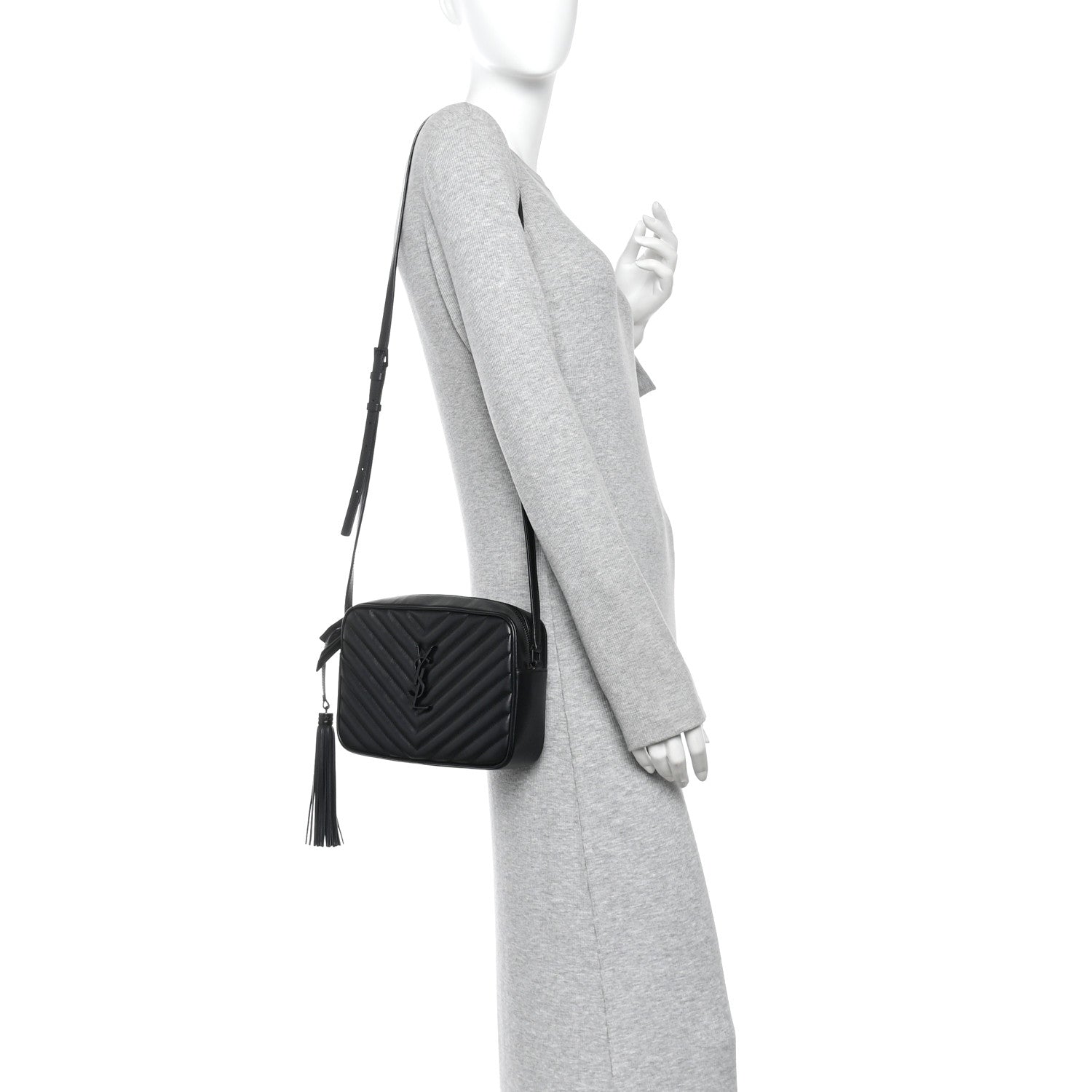 Saint Laurent Calfskin Matelasse Monogram Monochrome Lou Camera Bag Black 2 of 9