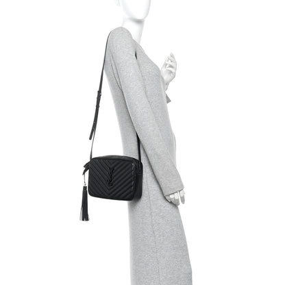 Saint Laurent Calfskin Matelasse Monogram Monochrome Lou Camera Bag Black 2 of 9