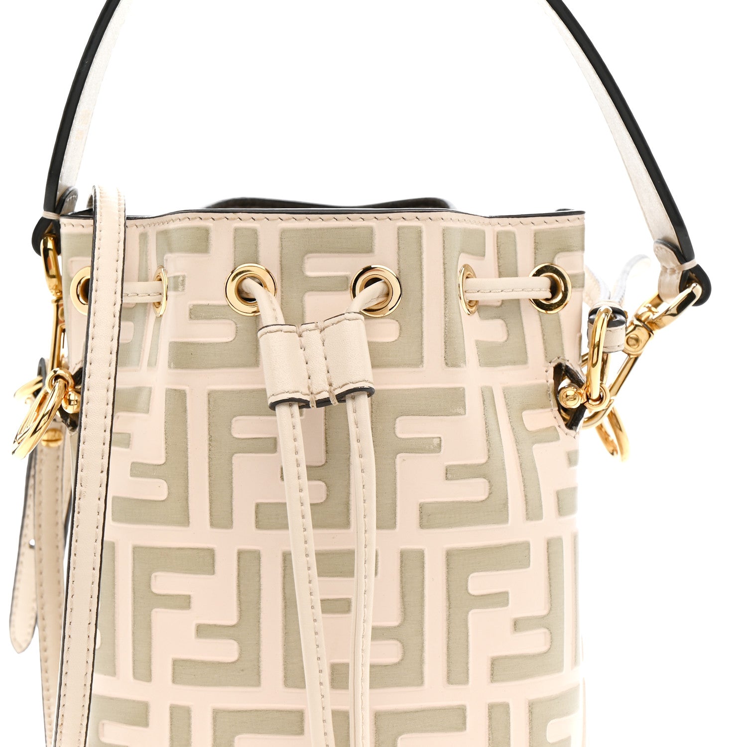 Fendi Vitello Liberty F is Fendi Bi-Color FF 1974 Embossed Mini Mon Tresor Bucket Bag Camelia Mandorlo 8 of 13