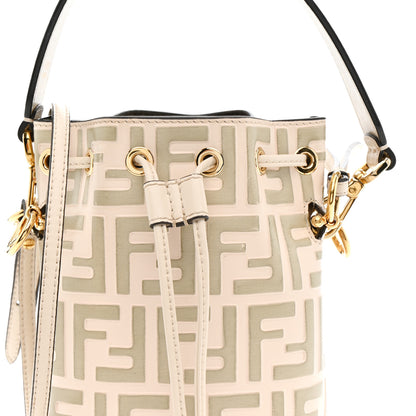 Fendi Vitello Liberty F is Fendi Bi-Color FF 1974 Embossed Mini Mon Tresor Bucket Bag Camelia Mandorlo 8 of 13
