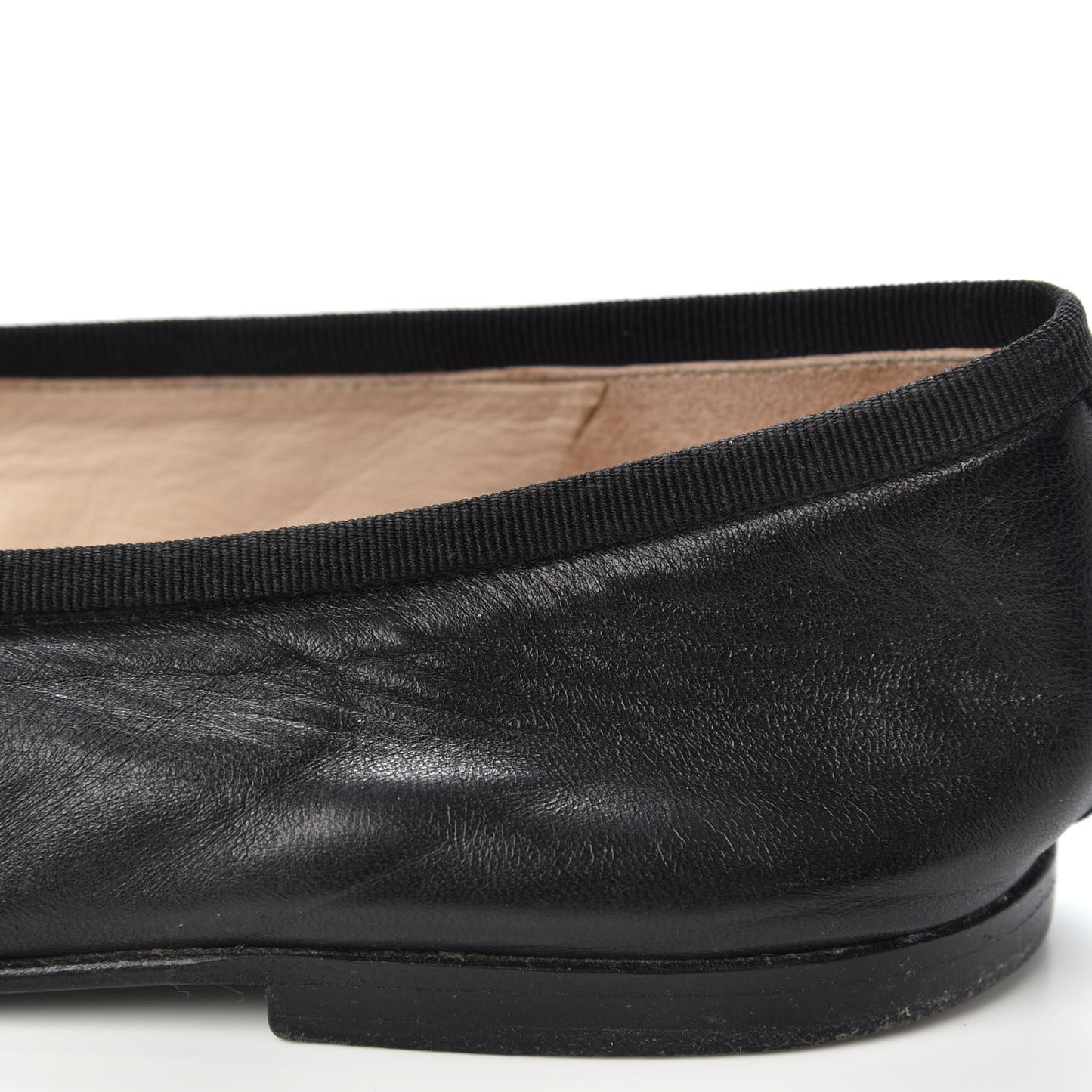 Lambskin Patent Cap Toe Ballerina Flats 40 Black