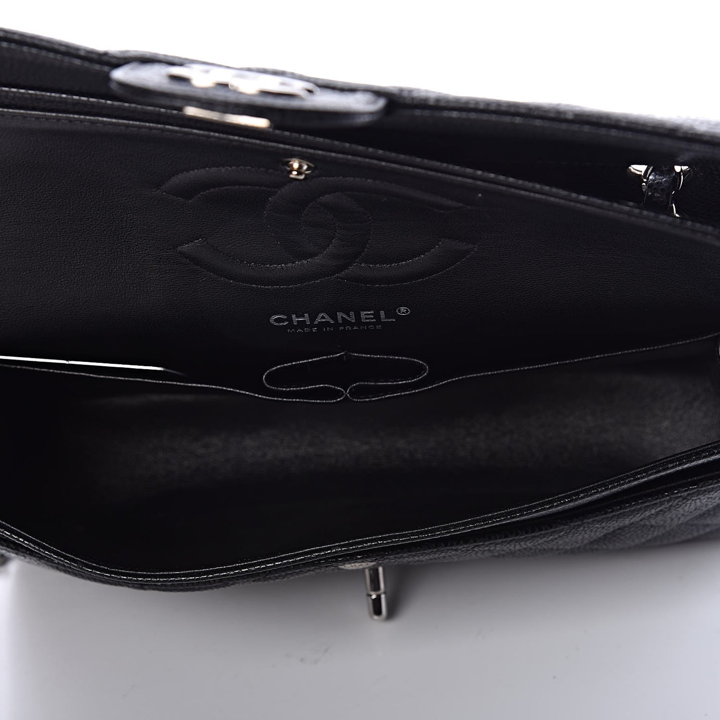 Caviar Quilted Medium Double Flap Black