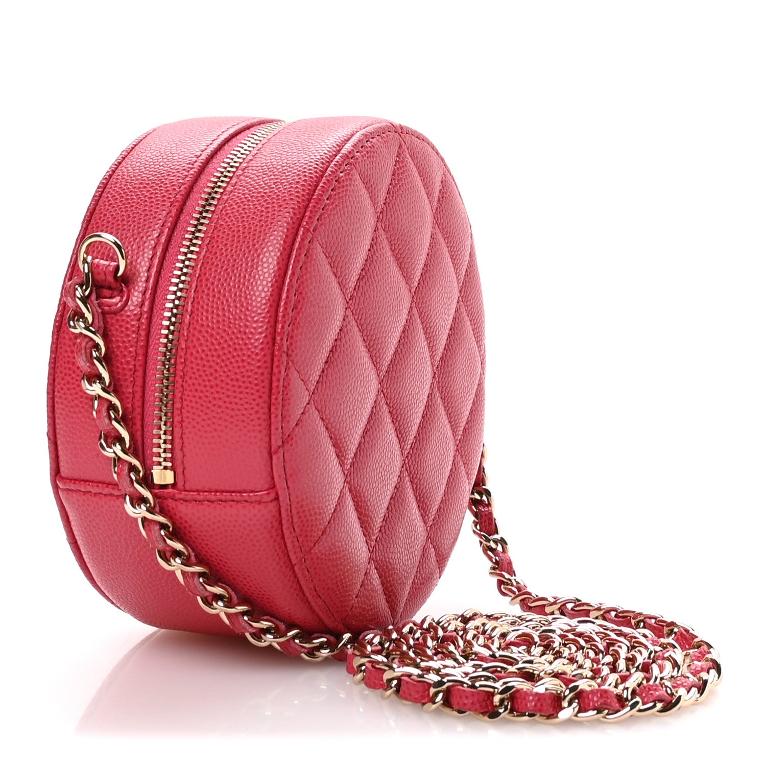 Chanel Caviar Quilted Round Clutch With Chain Pink 3 of 11