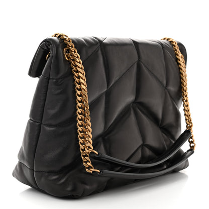 Saint Laurent Lambskin Quilted Medium Loulou Puffer Monogram Chain Satchel Black 3 of 10