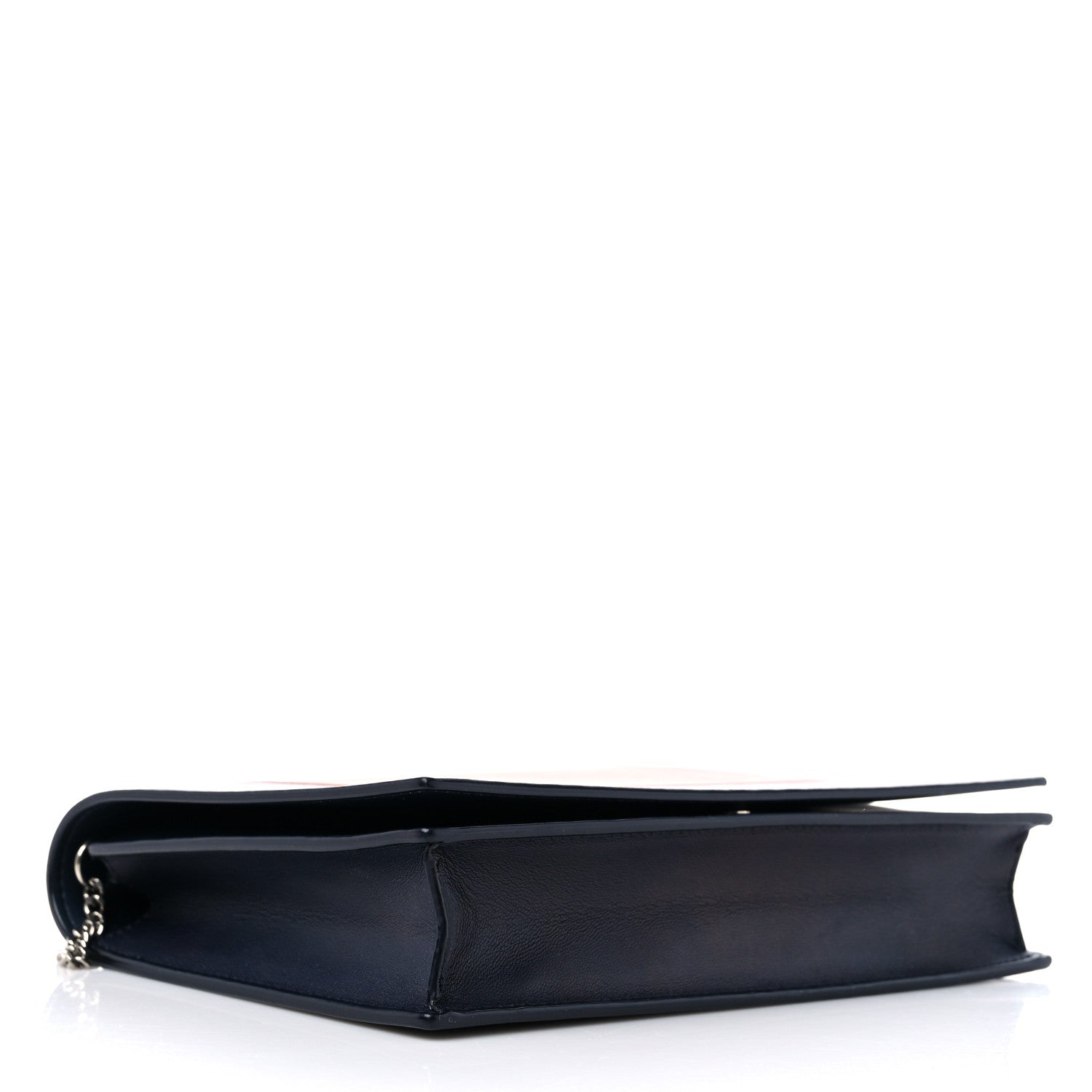 Celine Smooth Lambskin Frame Evening Chain Clutch Terracotta Navy 5 of 10