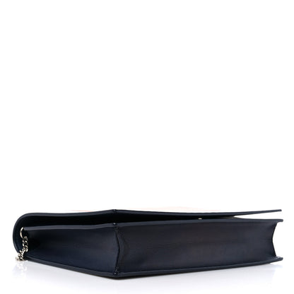 Celine Smooth Lambskin Frame Evening Chain Clutch Terracotta Navy 5 of 10