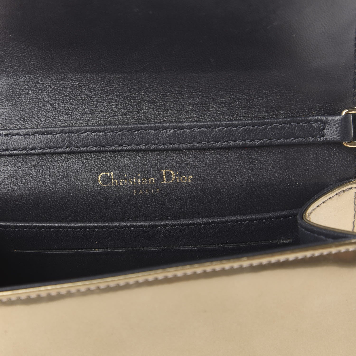 Christian Dior Metallic Patent Micro-Cannage Mini Diorama Flap Bag Gold 6 of 11