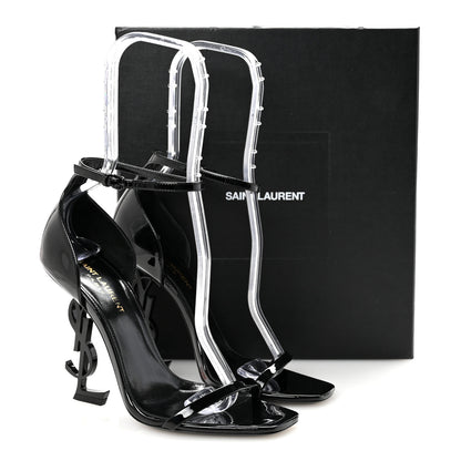 Saint Laurent Patent Calfskin Opyum 110 Sandals 38 Black 9 of 9