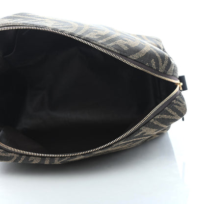Fendi X SARAH COLEMAN Fabric Jacquard Vitello King FF Vertigo Medium Trapezoid Beauty Pouch Tobacco Moro Black 5 of 7