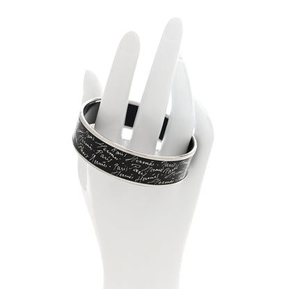 Hermes Enamel Printed Handwriting Wide Bracelet 70 Black 2 of 5