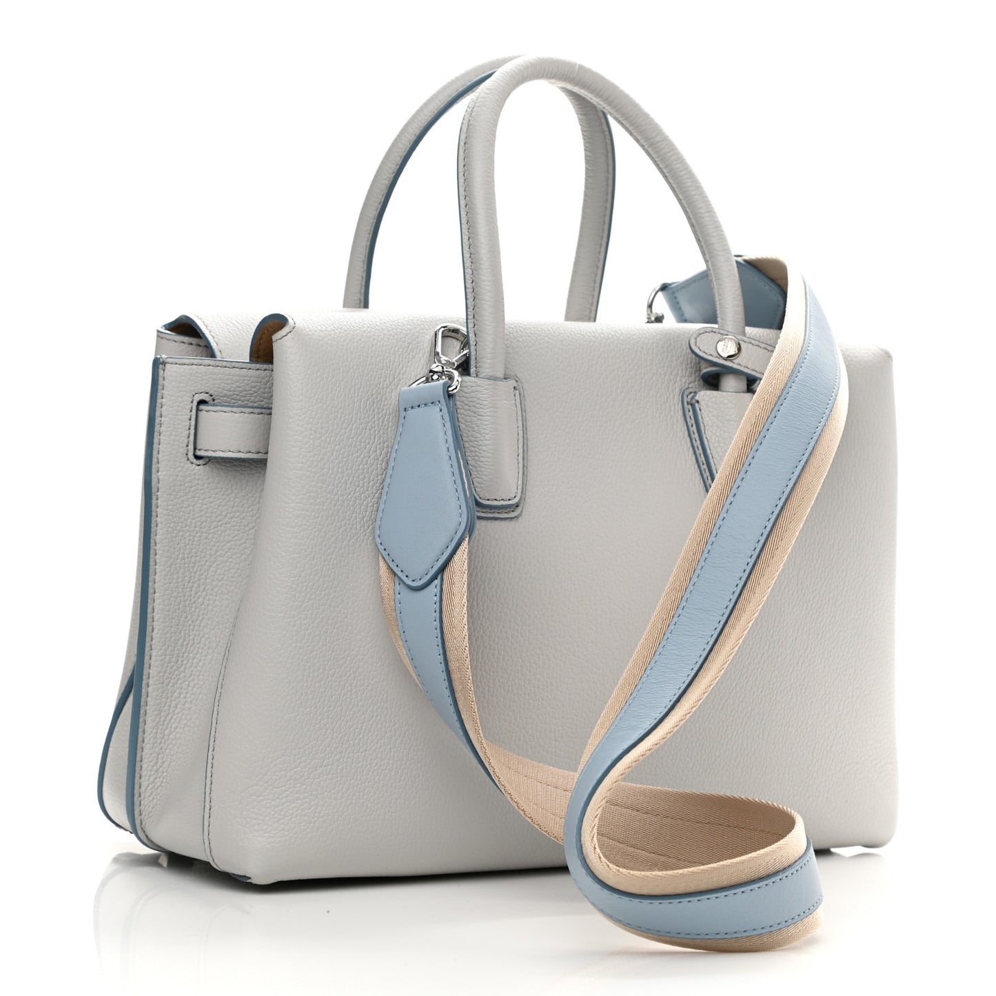Grained Calfskin Medium Milla Tote Whisper Grey