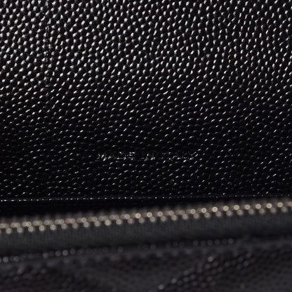 Saint Laurent Grain De Poudre Matelasse Chevron Monogram Envelope Chain Wallet Black 7 of 8