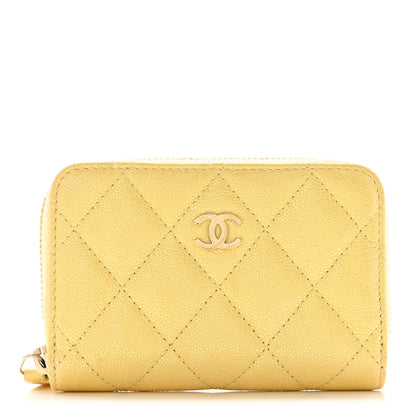 Chanel Iridescent Caviar Quilted Zip Coin Purse Yellow 1 of 9