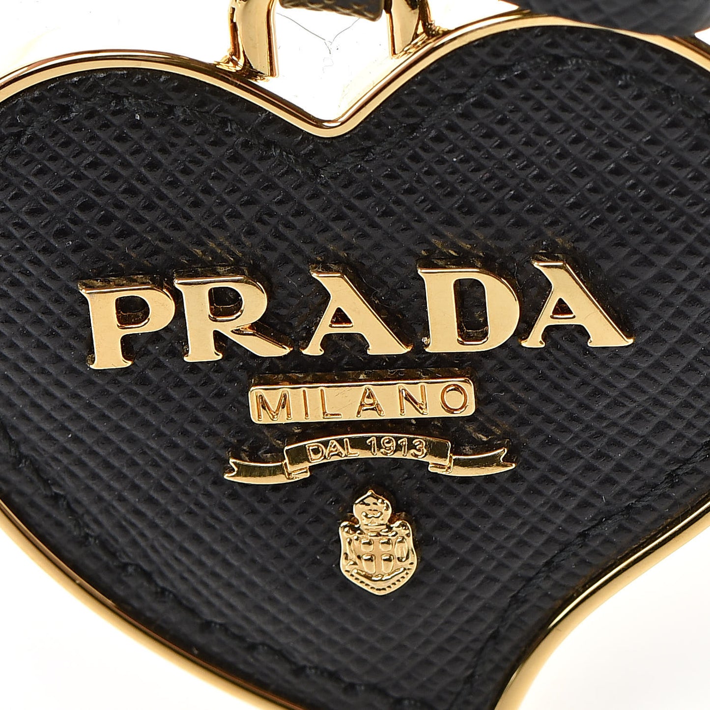 Saffiano Heart Keychain Charm Black