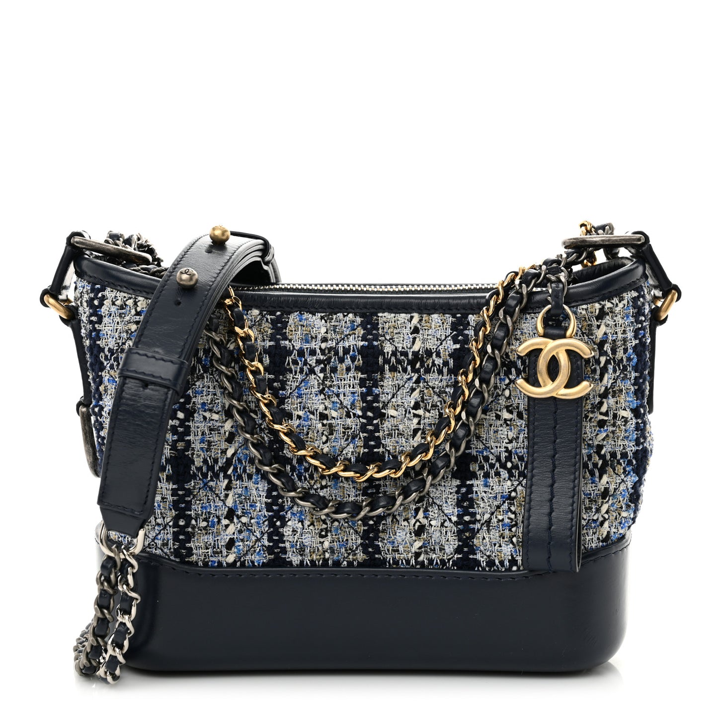 Tweed Calfskin Medium Gabrielle Hobo Blue Blue