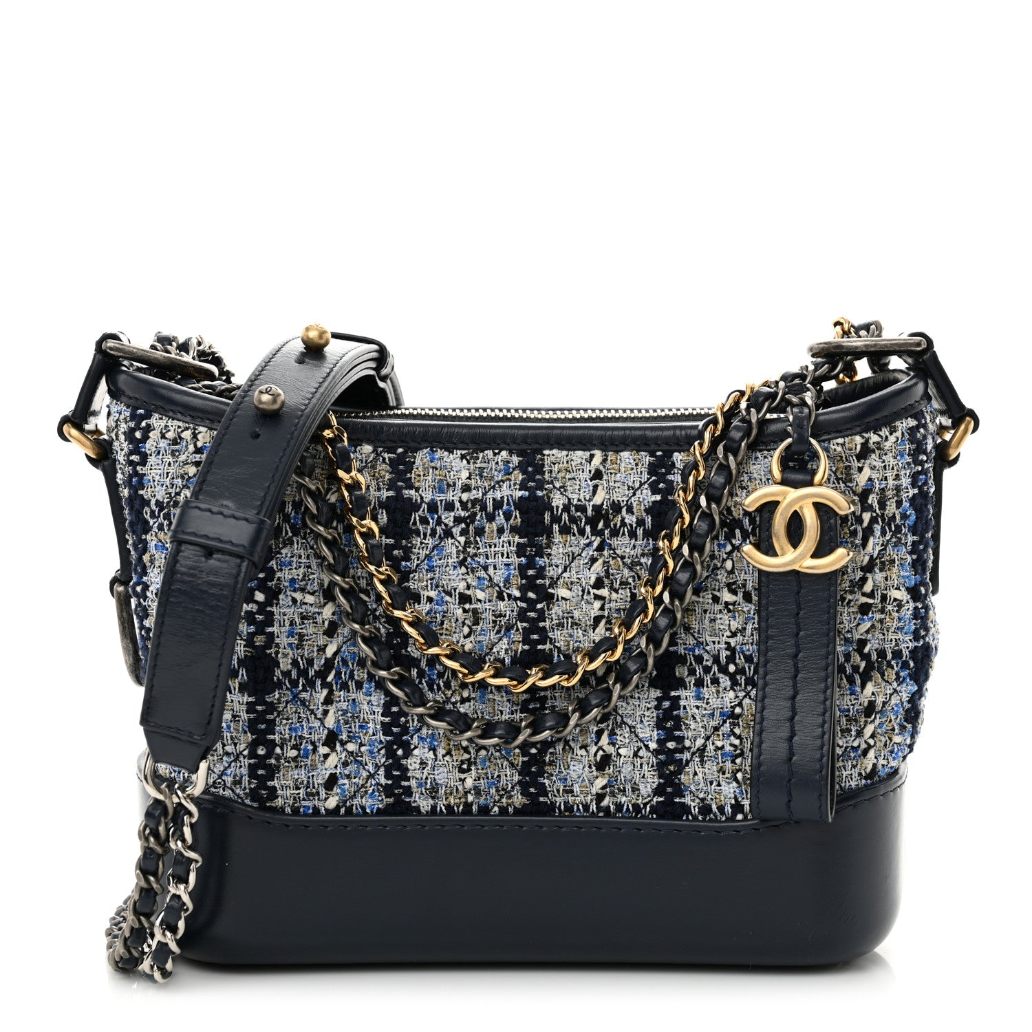 Chanel Tweed Calfskin Medium Gabrielle Hobo Blue Blue 1 of 11