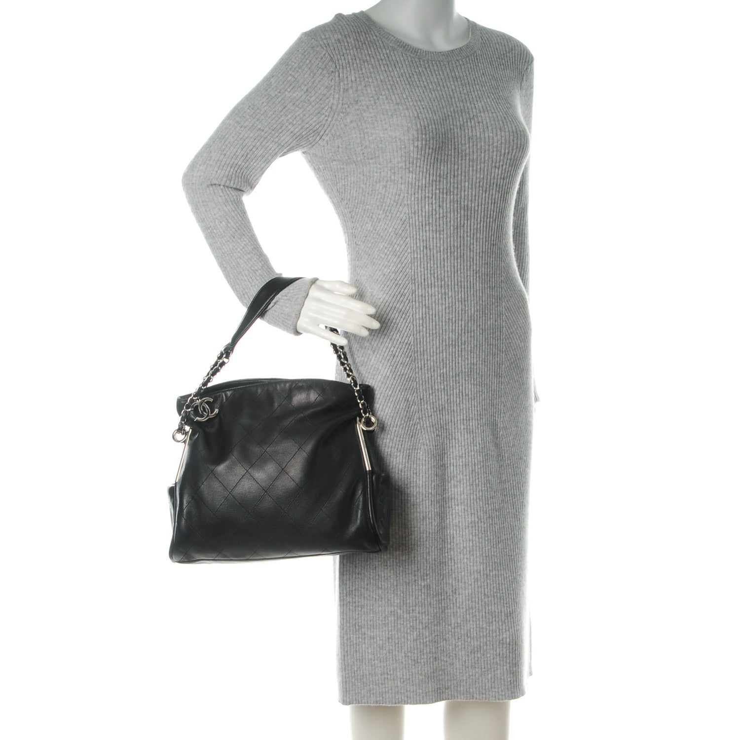 Chanel Lambskin Stitched Medium Ultimate Soft Tote Black 2 of 7