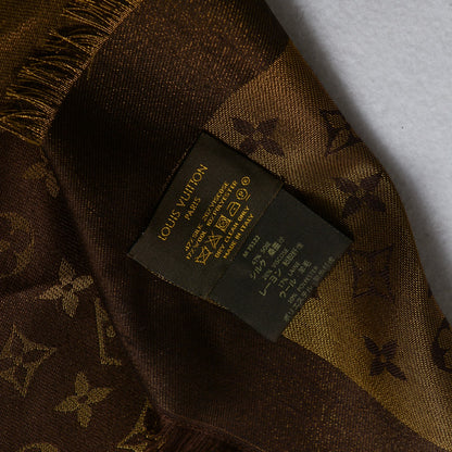 Louis Vuitton Silk Lurex Wool Monogram Shine Shawl Brown 5 of 5
