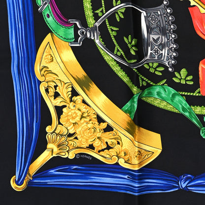 Hermes Silk Etriers Scarf 90 Black Multicolor 3 of 3