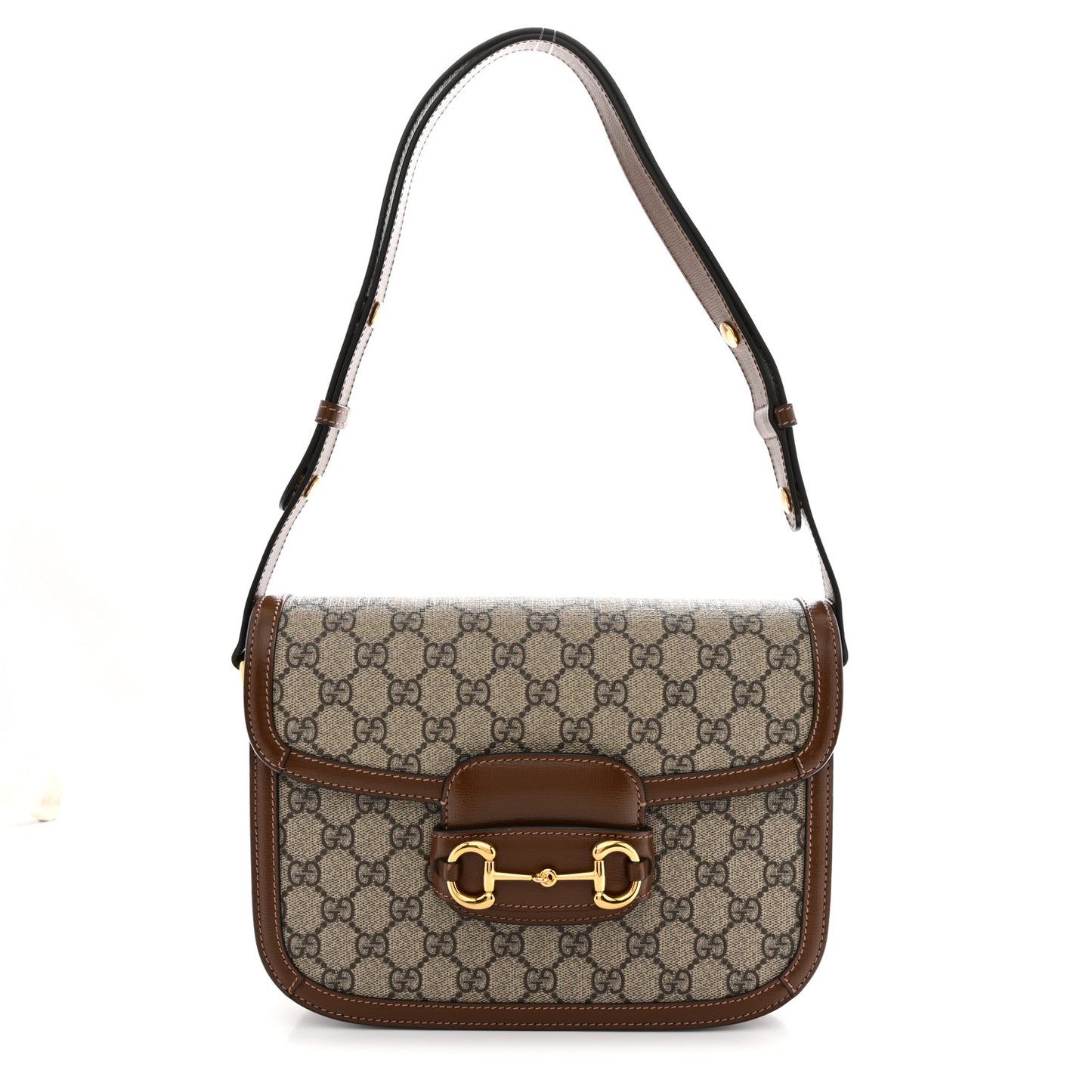 GG Supreme Monogram Horsebit 1955 Shoulder Bag Beige Brown Sugar