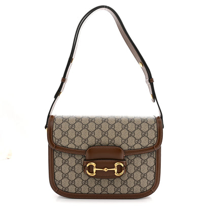 Gucci GG Supreme Monogram Horsebit 1955 Shoulder Bag Beige Brown Sugar 1 of 10