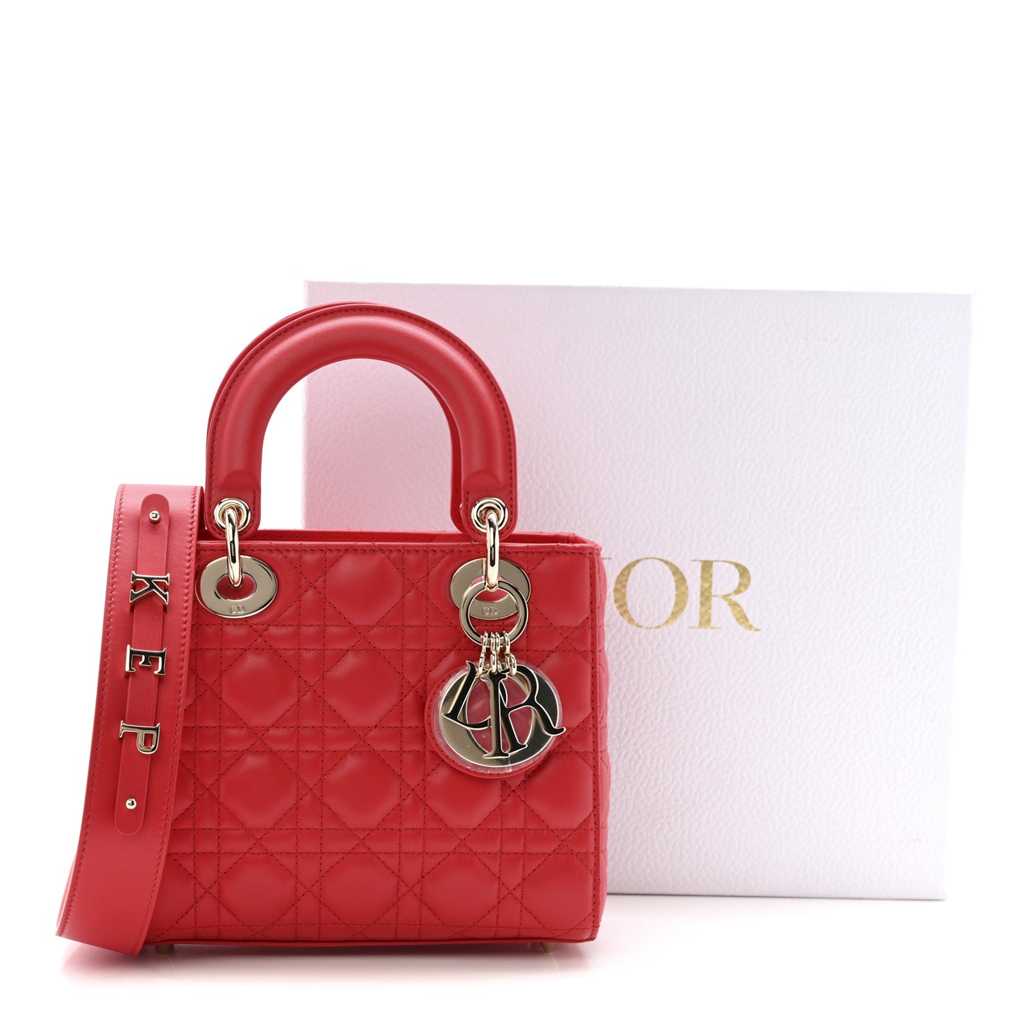 Lambskin Cannage Small My ABCDior Lady Dior Red