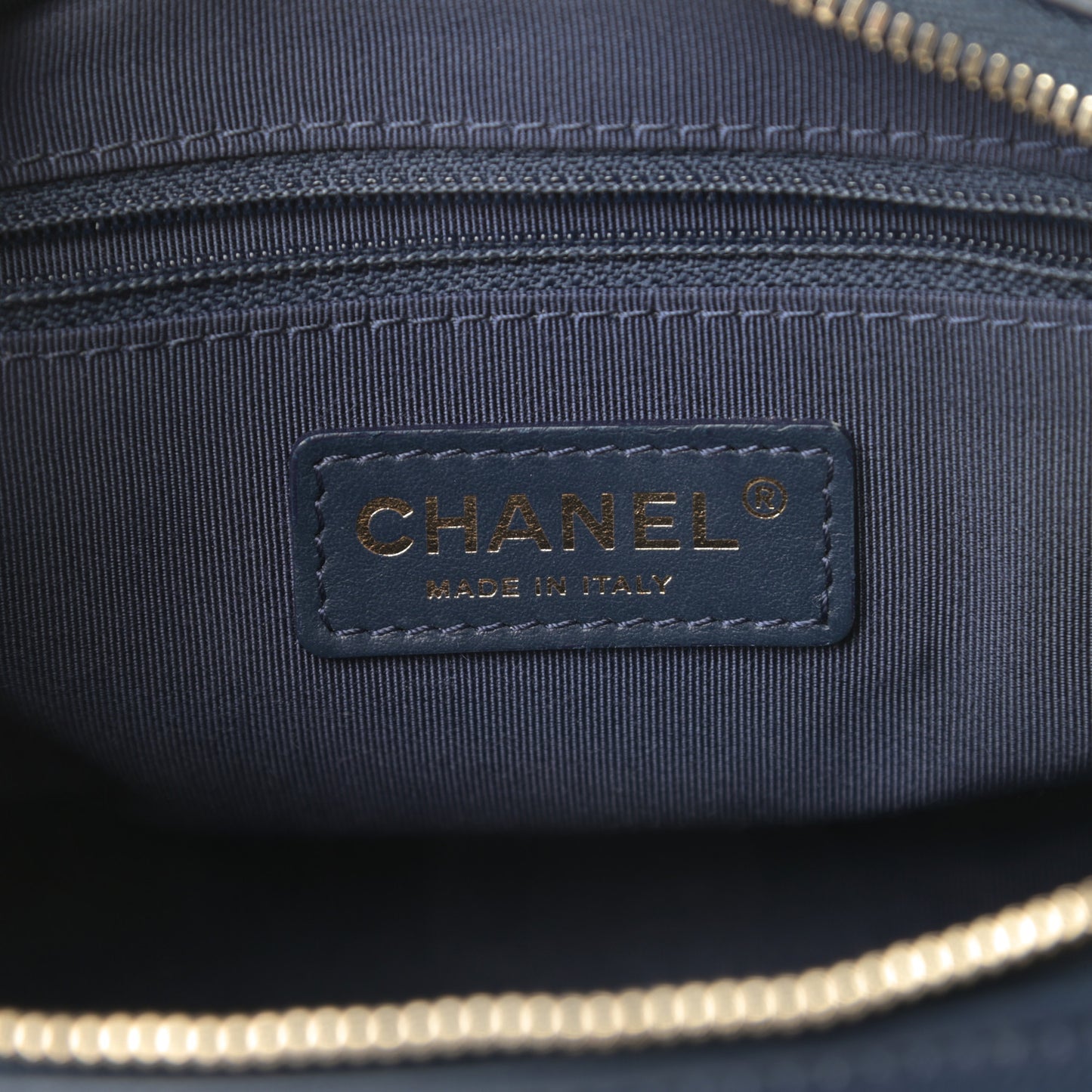 Calfskin Quilted CC Small Vanity Case Navy