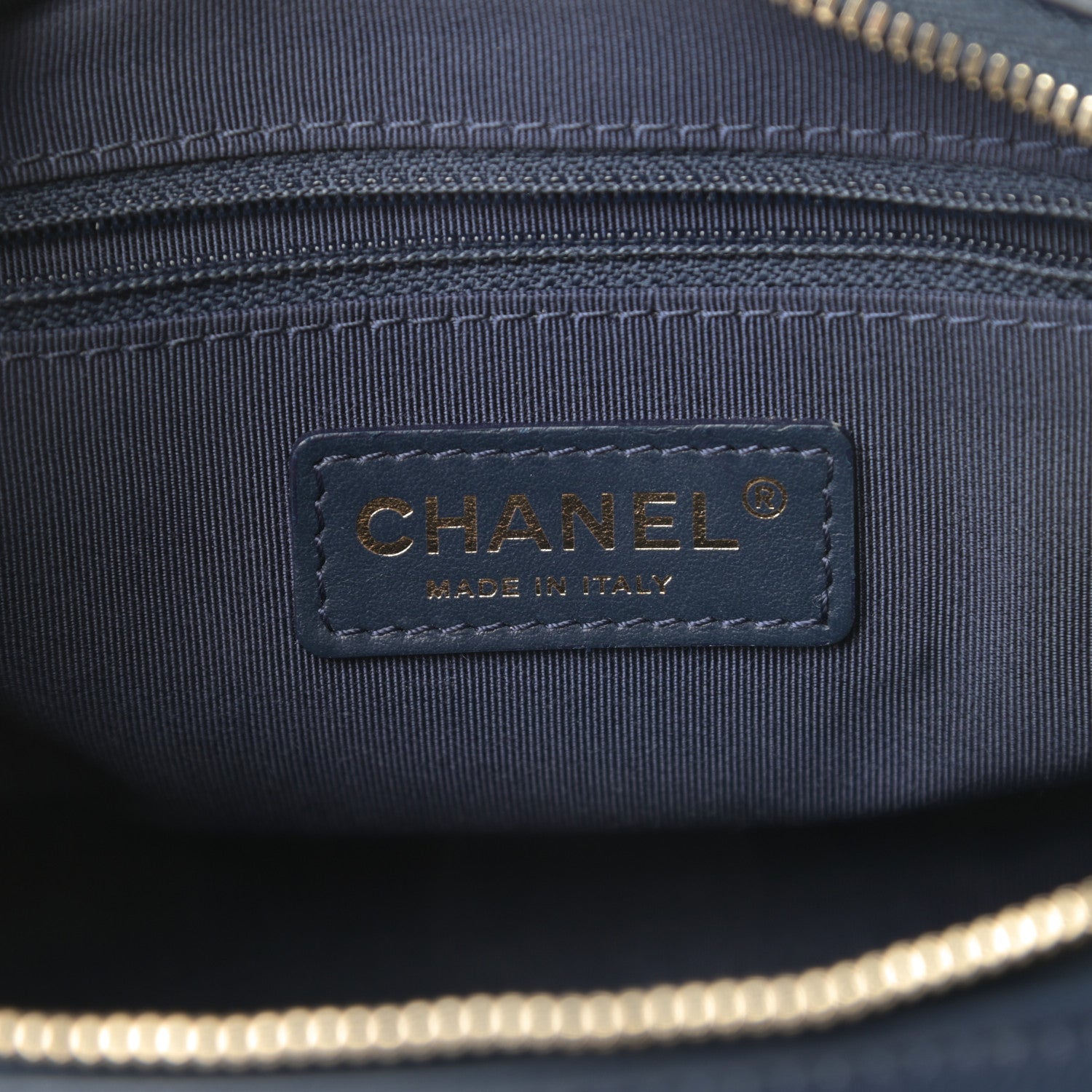 Chanel Calfskin Quilted CC Small Vanity Case Navy 6 of 15