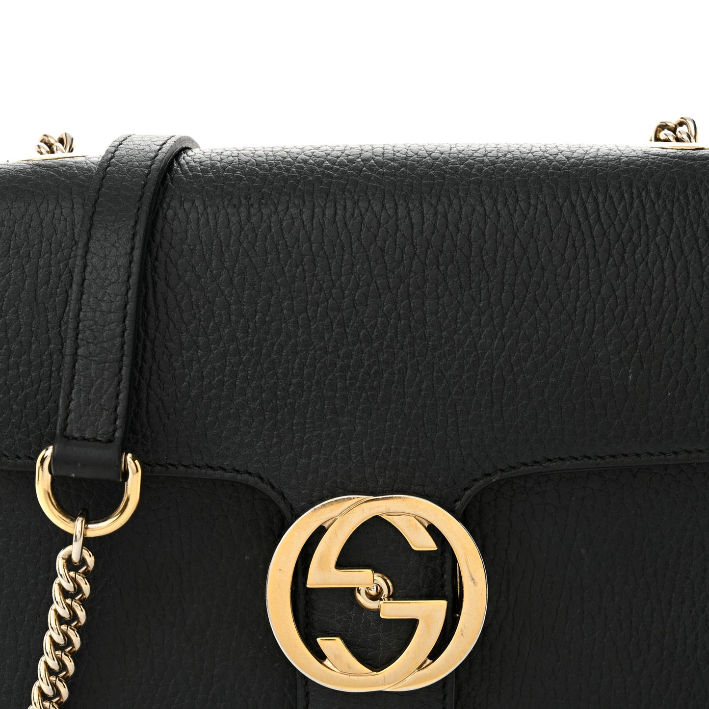 Dollar Calfskin Small Interlocking G Shoulder Bag Black