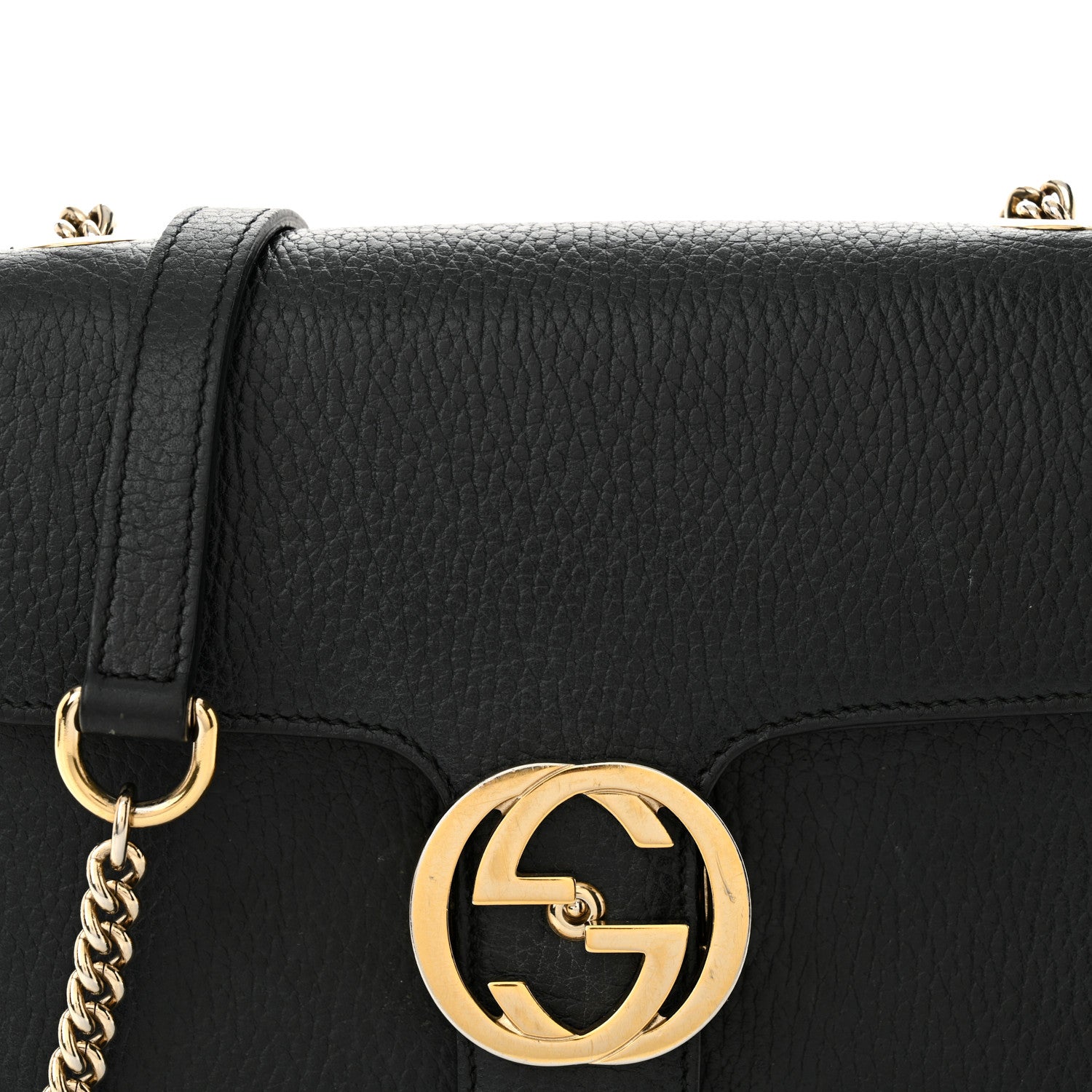 Gucci Dollar Calfskin Small Interlocking G Shoulder Bag Black 8 of 13