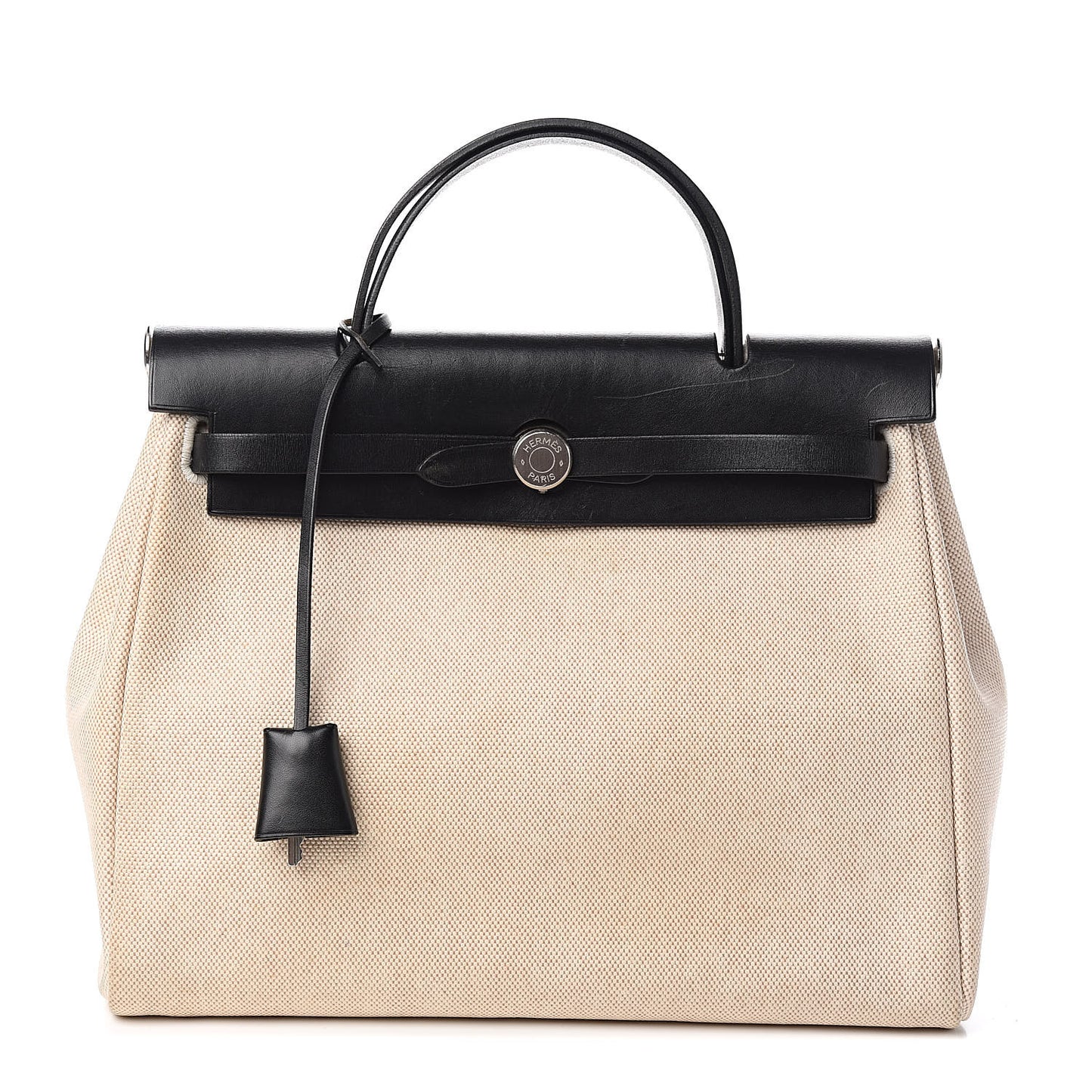 Toile Vache Calfskin Herbag 30 PM Natural Black