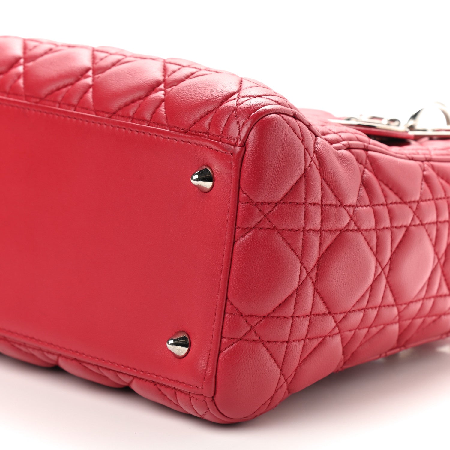 Christian Dior Lambskin Cannage Medium Lady Dior Red 9 of 9