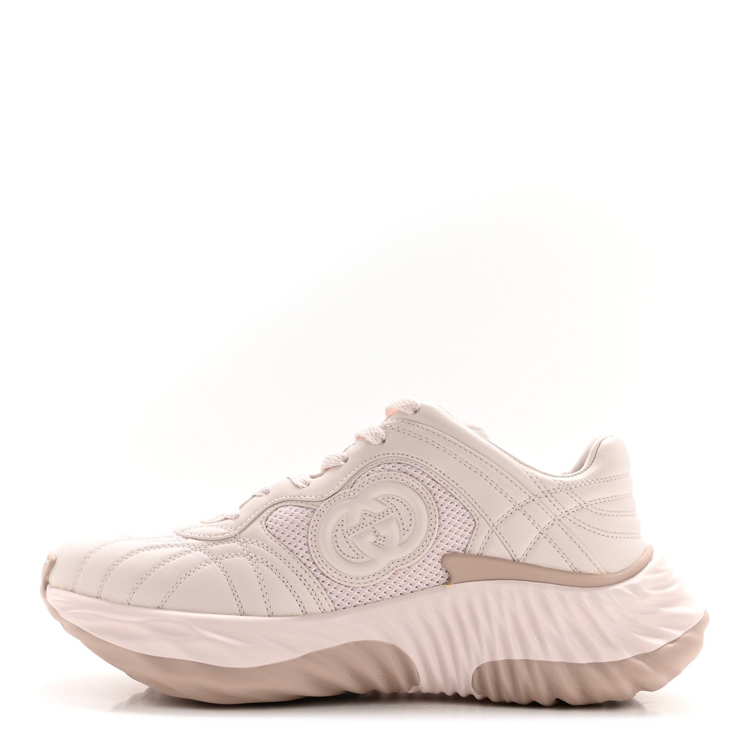 Gucci Calfskin Interlocking G Ripple Womens Platform Sneakers 38 Light Pink 1 of 8