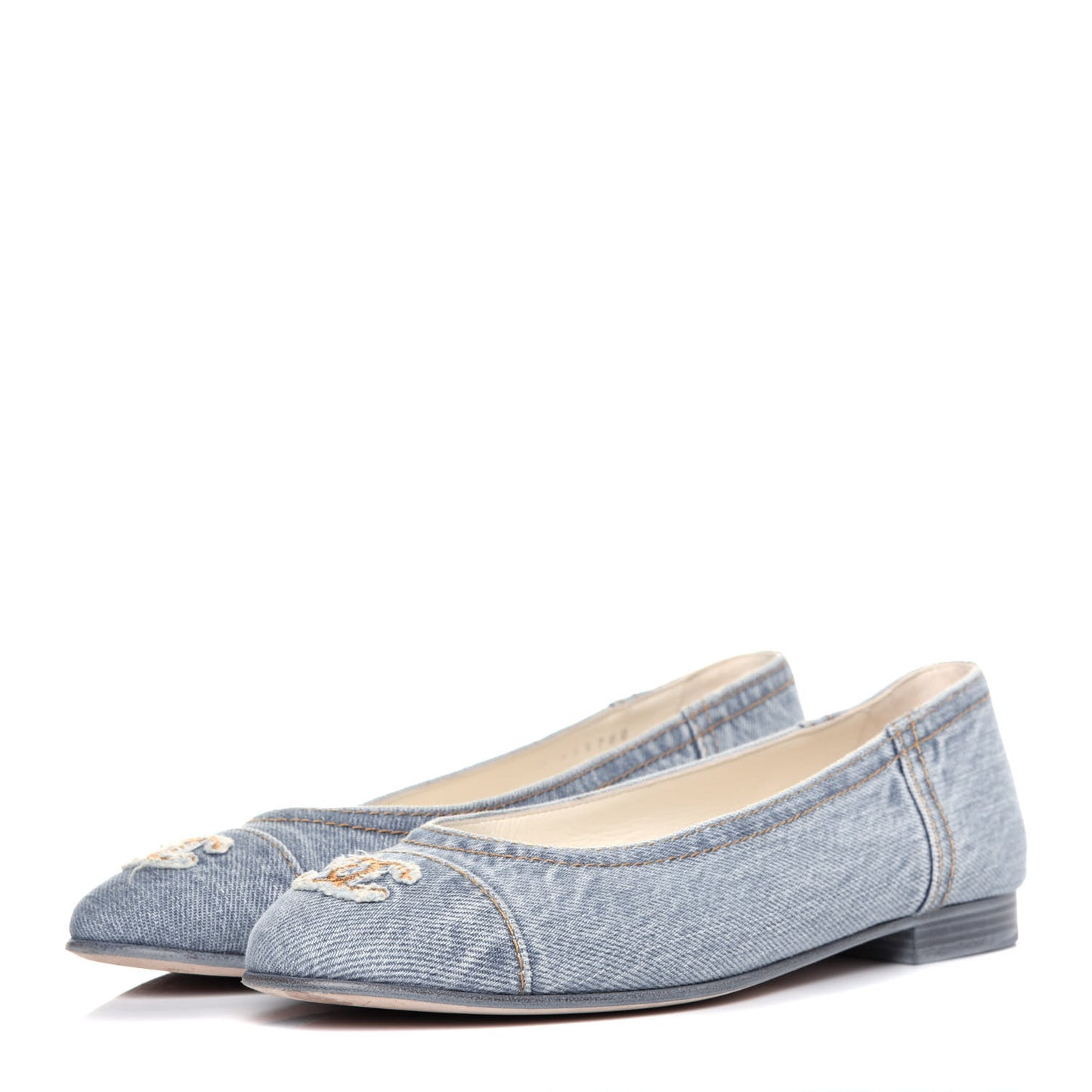 Denim CC Cap Toe Ballerina Flats 38.5 Light Blue