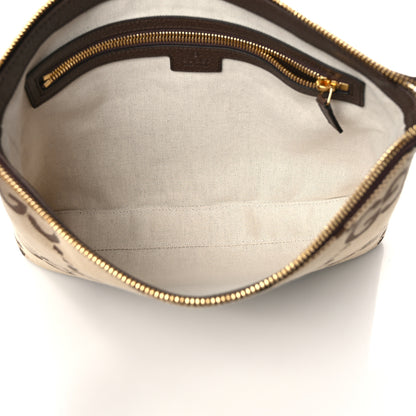 Gucci Monogram Jumbo GG Textured Dollar Calfskin Web Wristlet Messenger Bag Camel Ebony New Acero 5 of 8