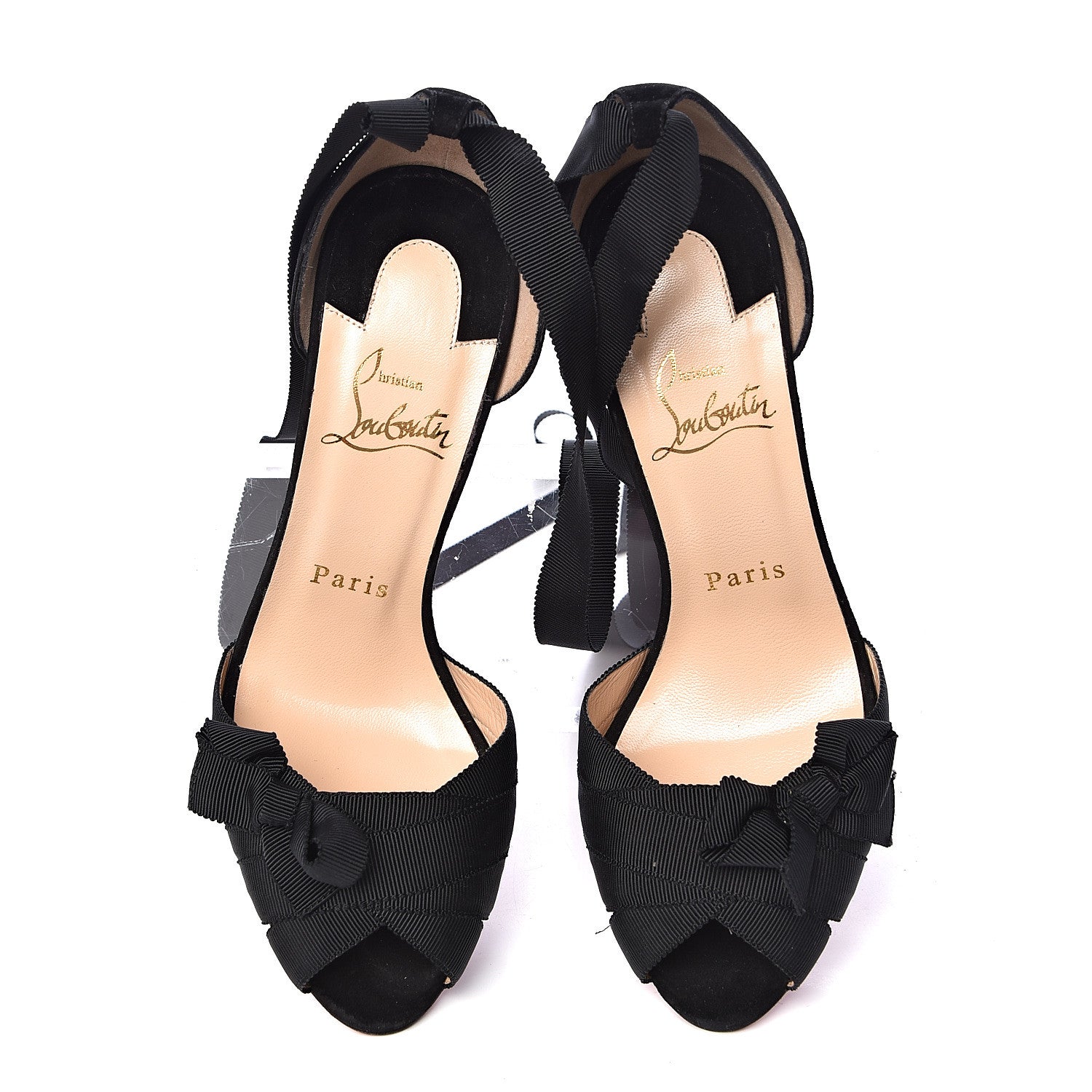 Christian Louboutin Grosgrain Suede Christeriva 100 Sandals 36.5 Black 11 of 13